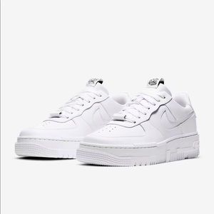 Nike Air Force 1 Pixel sneakers in triple white. Size 9. New with tags.